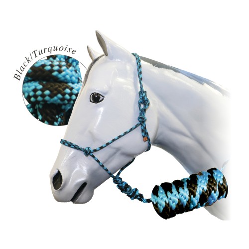 Professional's Choice Rope Halter And Lead - Black/Charcoal/Burgundy