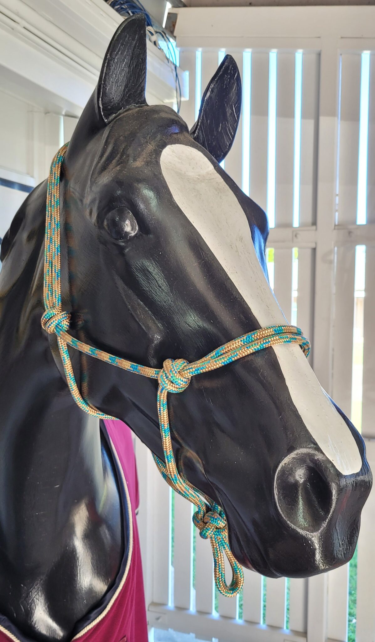 Rope Halter Teal & Tan Lanskeys Saddlery