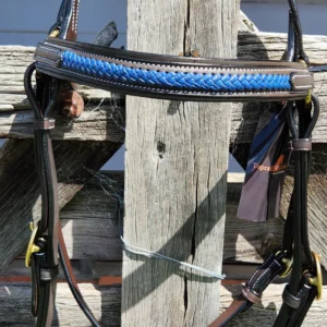 Toprail Royal Blue Thin Plait Browband Bridle