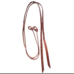 Toprail Equine Kidman Secret plait Red hide reins with Gulf Knot