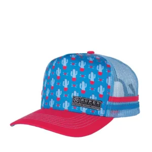 Roper Cactus Print Trucker Cap - Blue Jewel