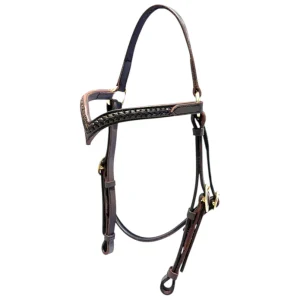 Toprail Leather Bridle with deep V Browband