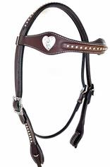 Smooth like Cactus CAROLINA HEART" Concho Headstall
